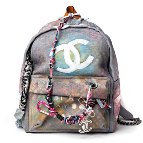 canvas chanel backpack|authentic Chanel graffiti backpack.